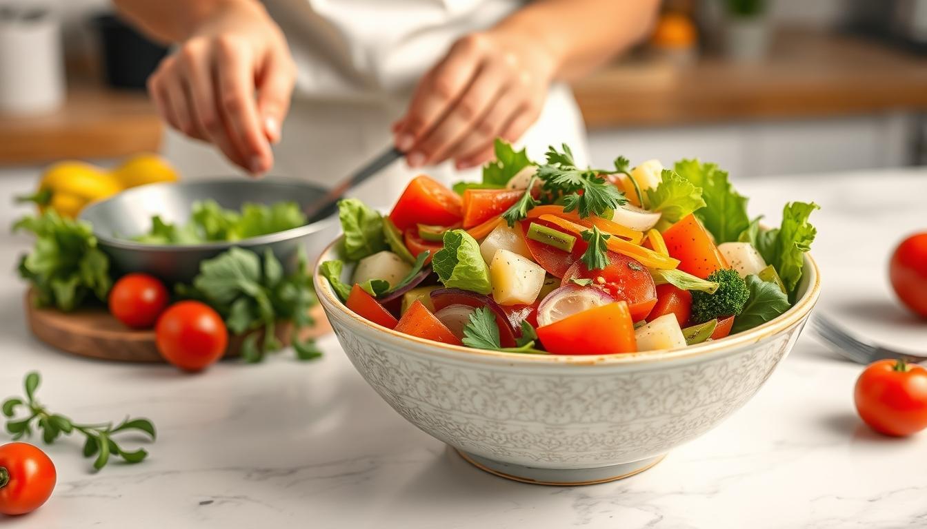 Fresh seasonal ingredients arranged for home cooking